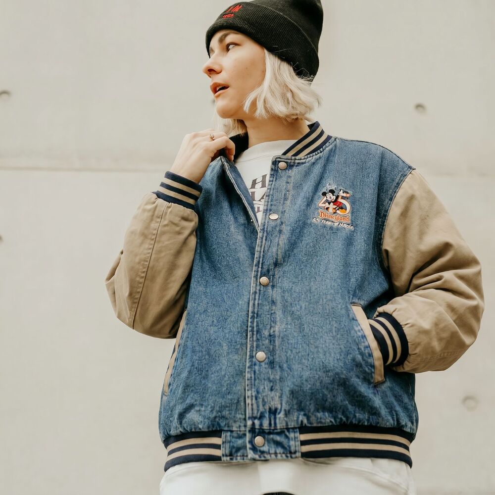 Vintage Disneyland Denim Jacket Womens Large 45 Years of Magic Mickey Mouse Park